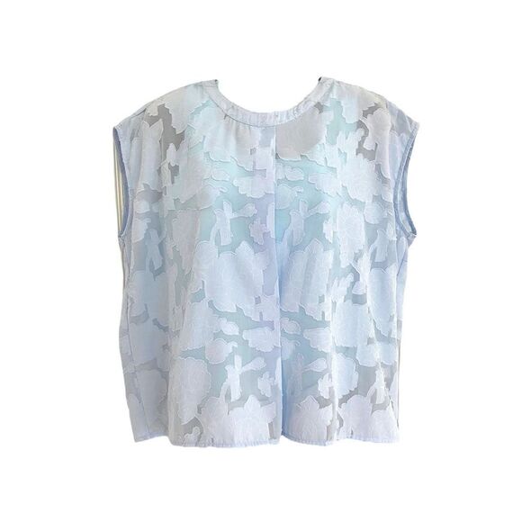 Ellison Solid Blue Floral Oversized M Top New Brand - Picture 1 of 8